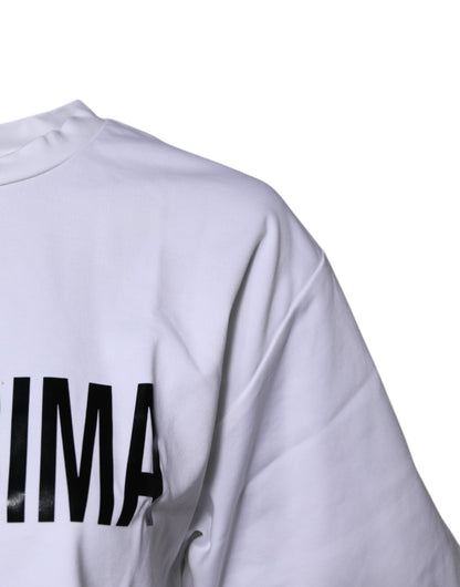 Camiseta blanca Bellissima de algodón con cuello redondo