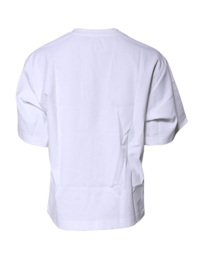 Camiseta blanca Bellissima de algodón con cuello redondo