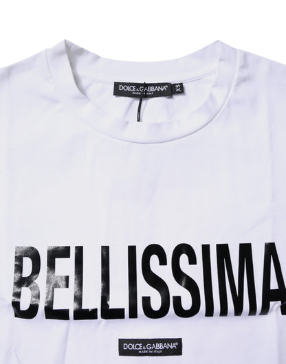 Camiseta blanca Bellissima de algodón con cuello redondo