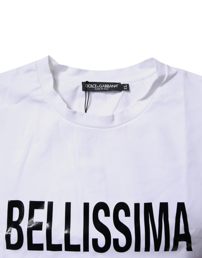 Camiseta blanca Bellissima de algodón con cuello redondo