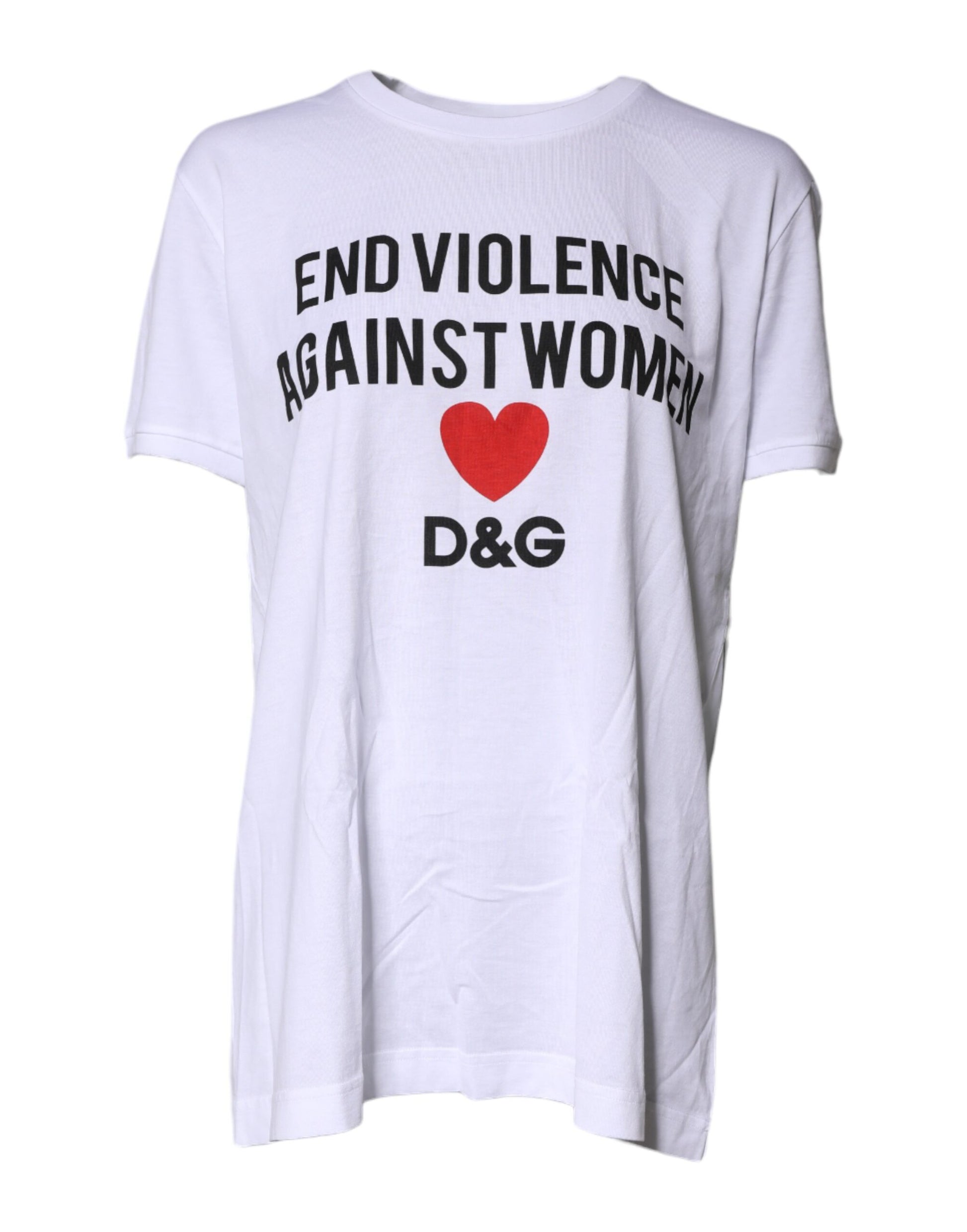 White Cotton Printed Round Neck Top T-shirt