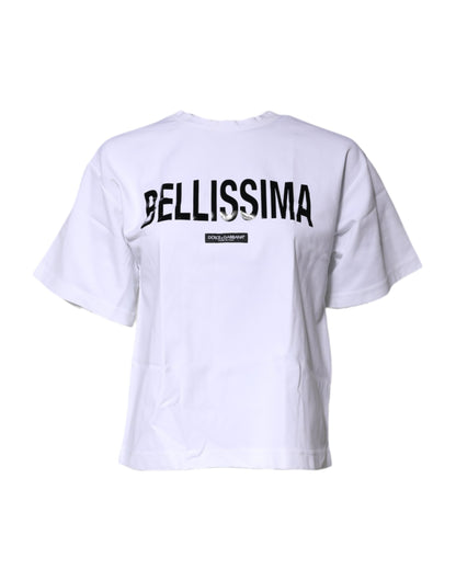 Camiseta blanca Bellissima de algodón con cuello redondo