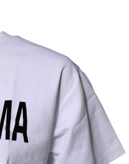 Camiseta blanca Bellissima de algodón con cuello redondo