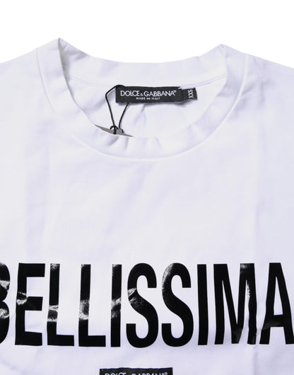Camiseta blanca Bellissima de algodón con cuello redondo
