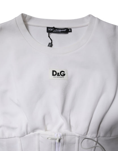 White Cotton Blend 3/4 Sleeves Blouse Top