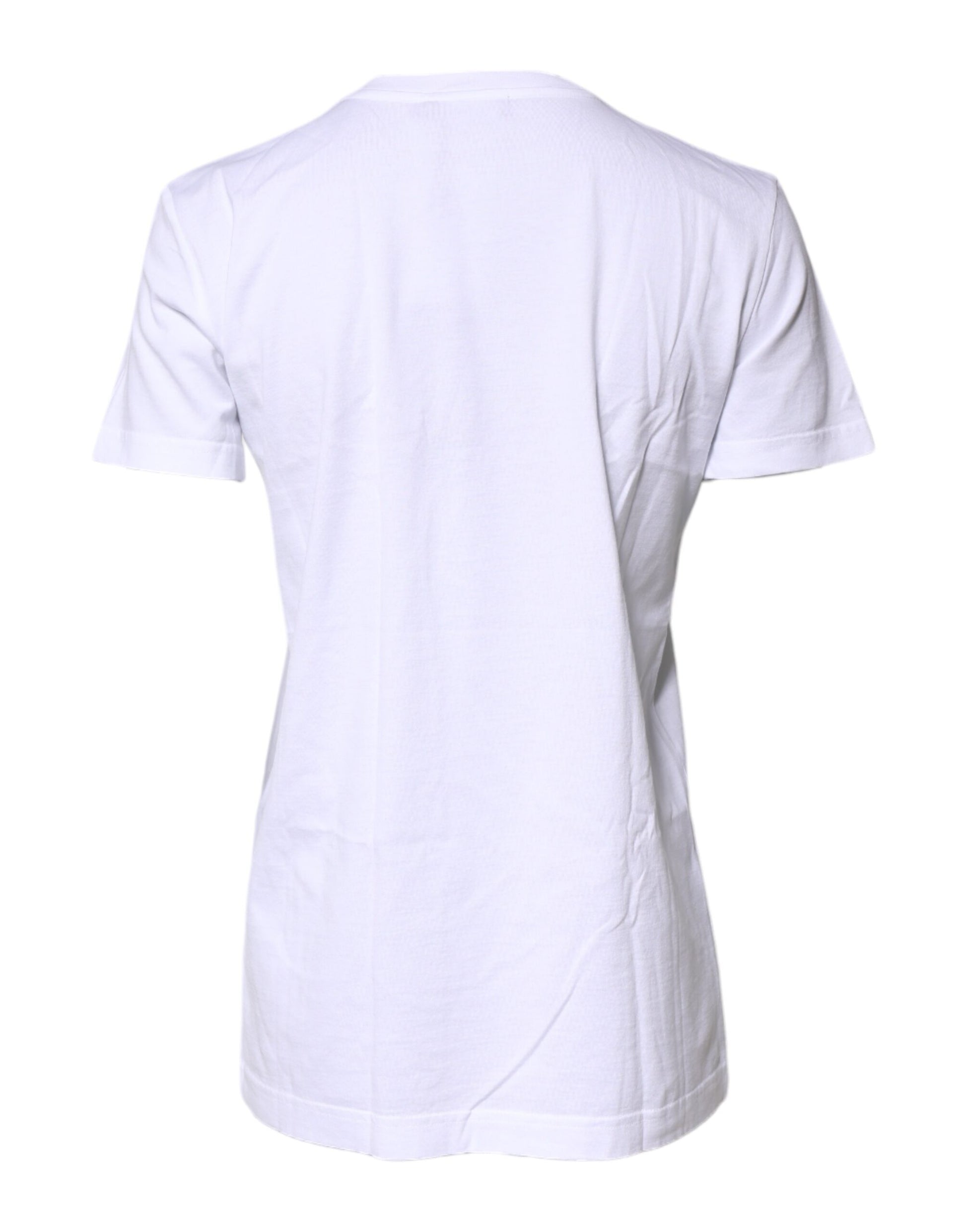 White Cotton Printed Round Neck Top T-shirt