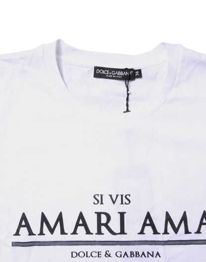 White Cotton Printed Round Neck Top T-shirt