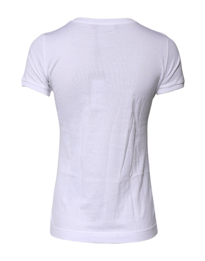 White #DGFAMILY Cotton Embroidery T-shirt