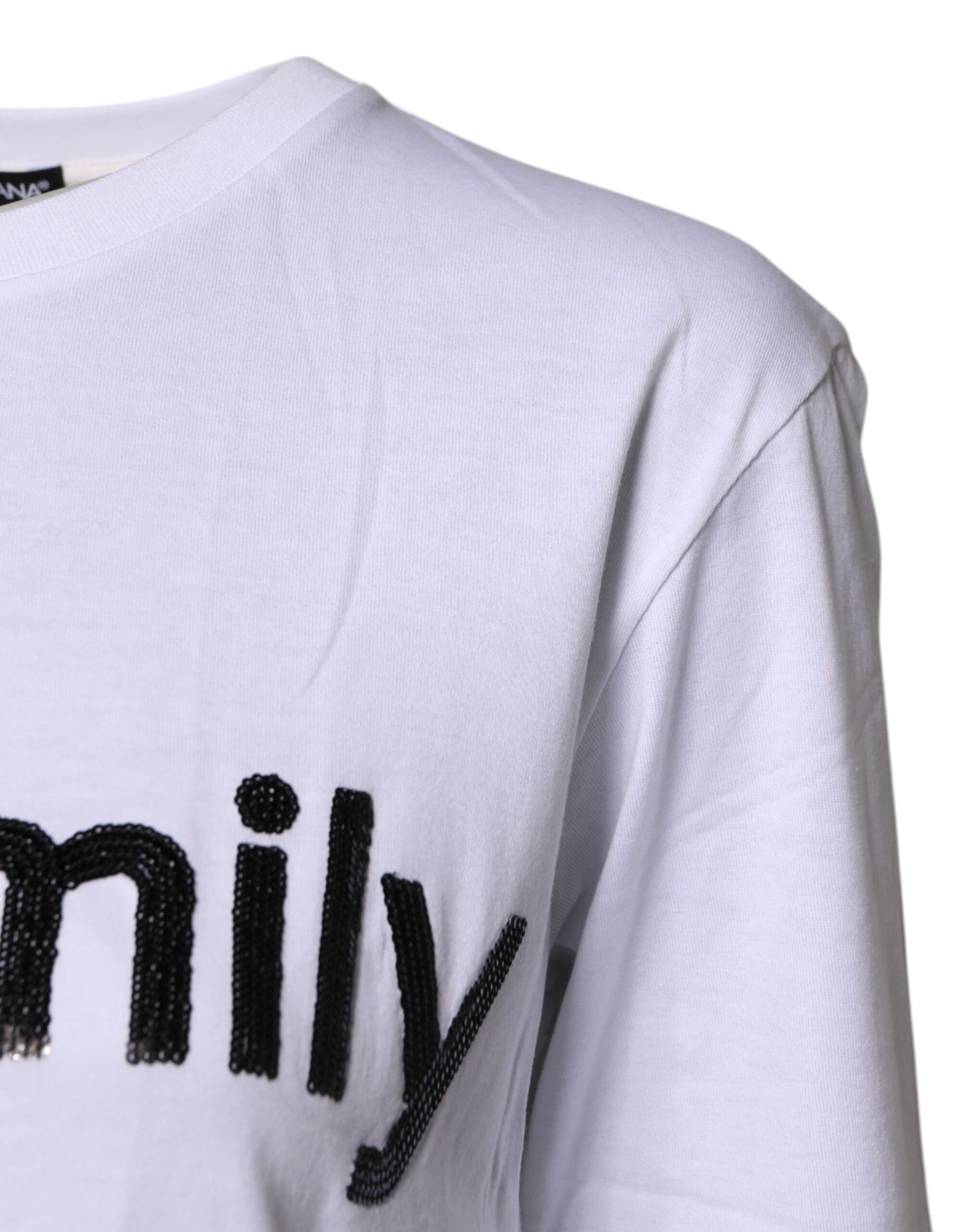 White #DGFAMILY Embroidery Cotton T-shirt