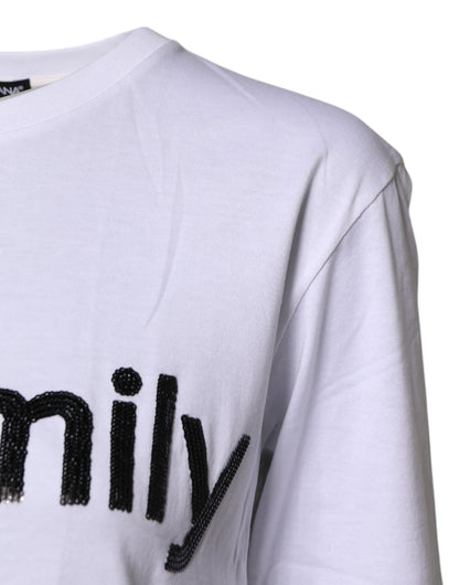 White #DGFAMILY Embroidery Cotton T-shirt