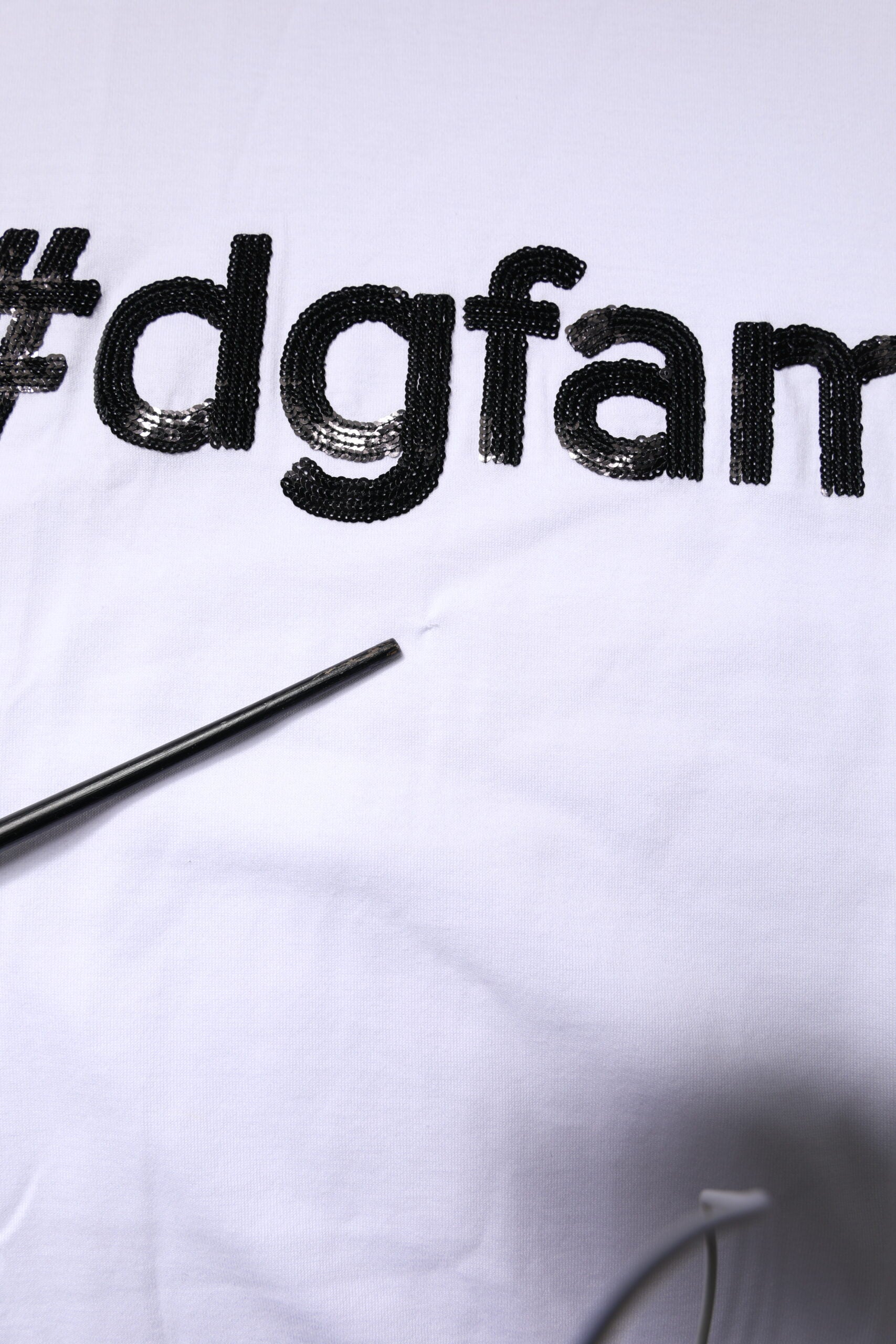 White #DGFAMILY Embroidery Cotton T-shirt