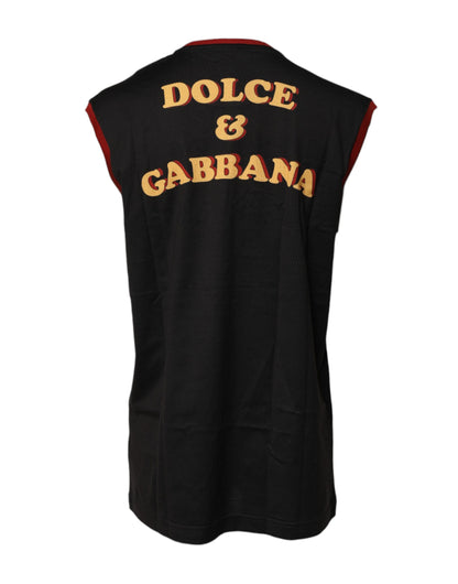 Black Pin Up Cotton Round Neckline Tank Top