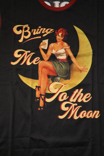 Black Pin Up Cotton Round Neckline Tank Top