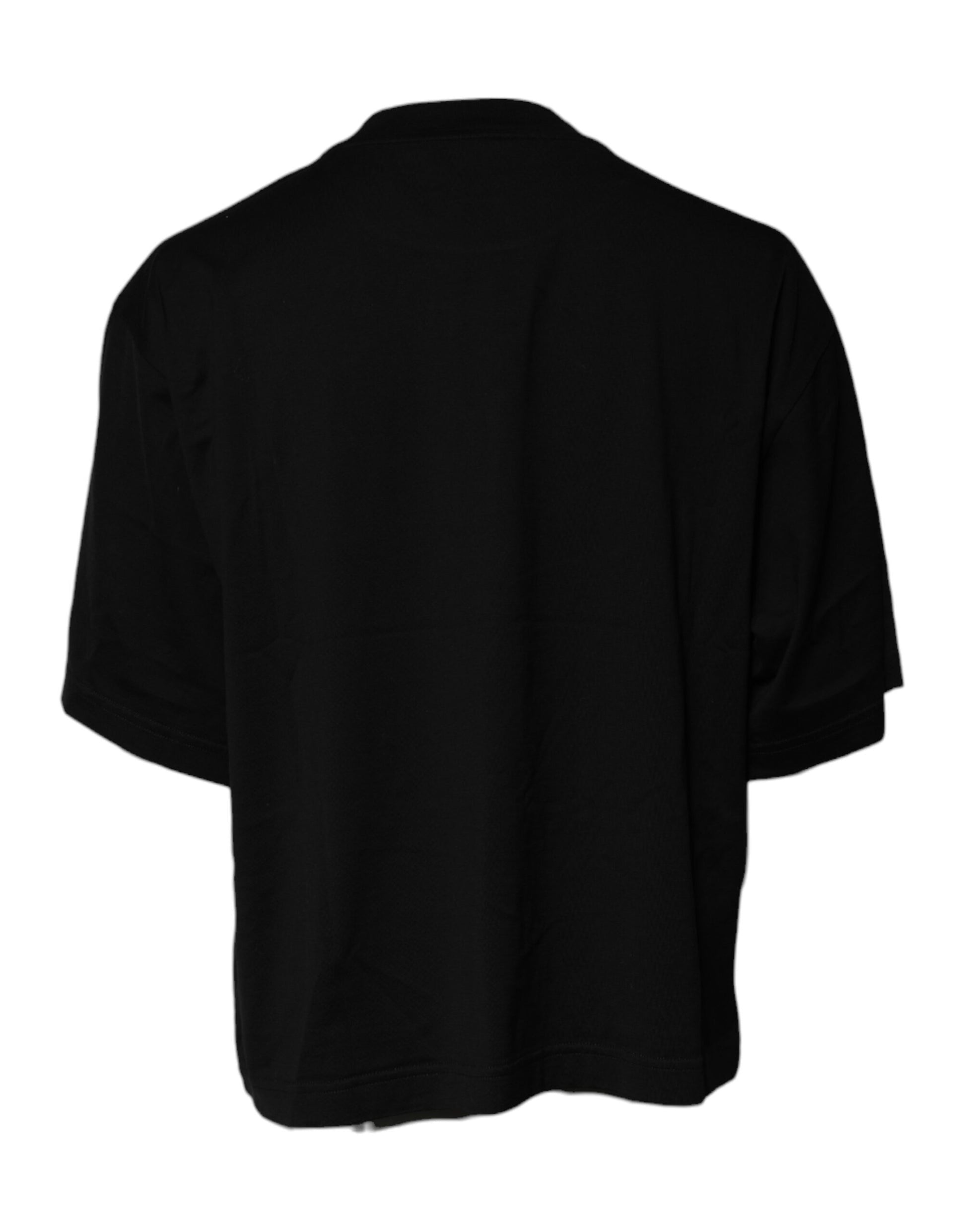 Black Cotton Printed Short Sleeves Top T-shirt