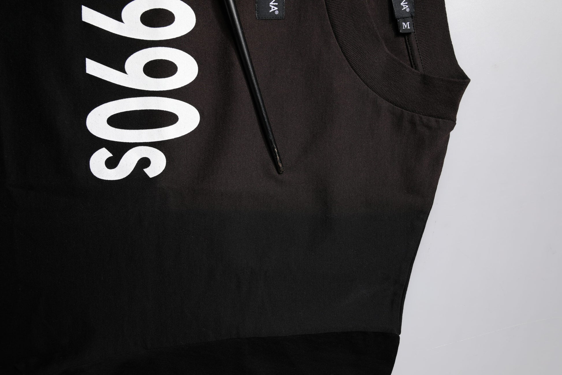 Black Cotton Printed Short Sleeves Top T-shirt