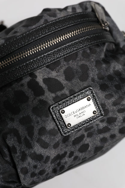 Black Gray Leopard DG Logo Belt Waist Fanny Pack Bag