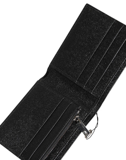 Black Green Leather DG Plaque Bifold Card Holder Wallet