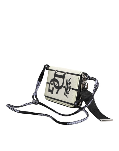 White Leather SICILY DG Crown Purse Cross Body Bag