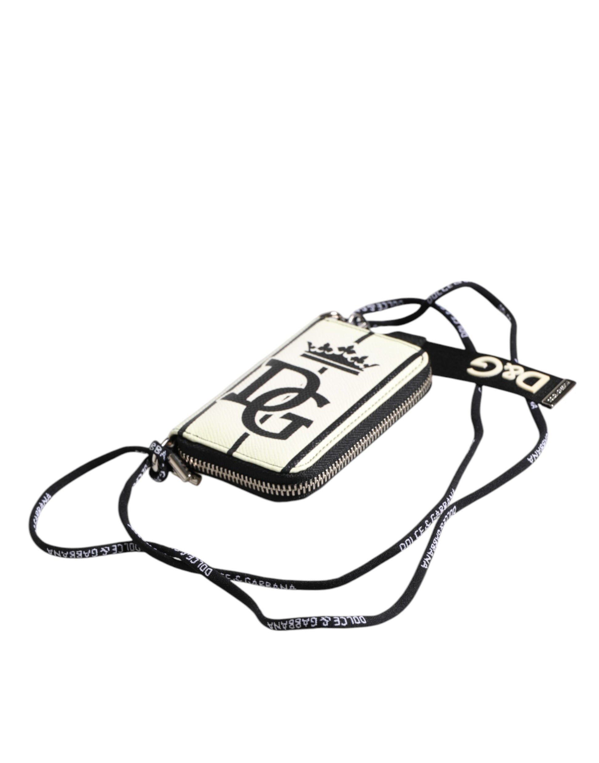 White Leather SICILY DG Crown Purse Cross Body Bag