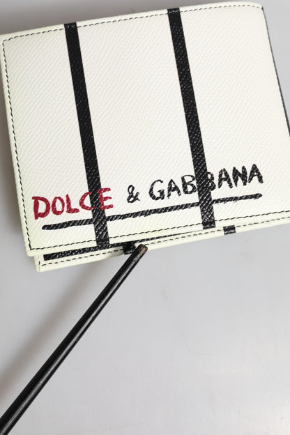 White Leather DG Crown Royals Bifold Card Holder Wallet