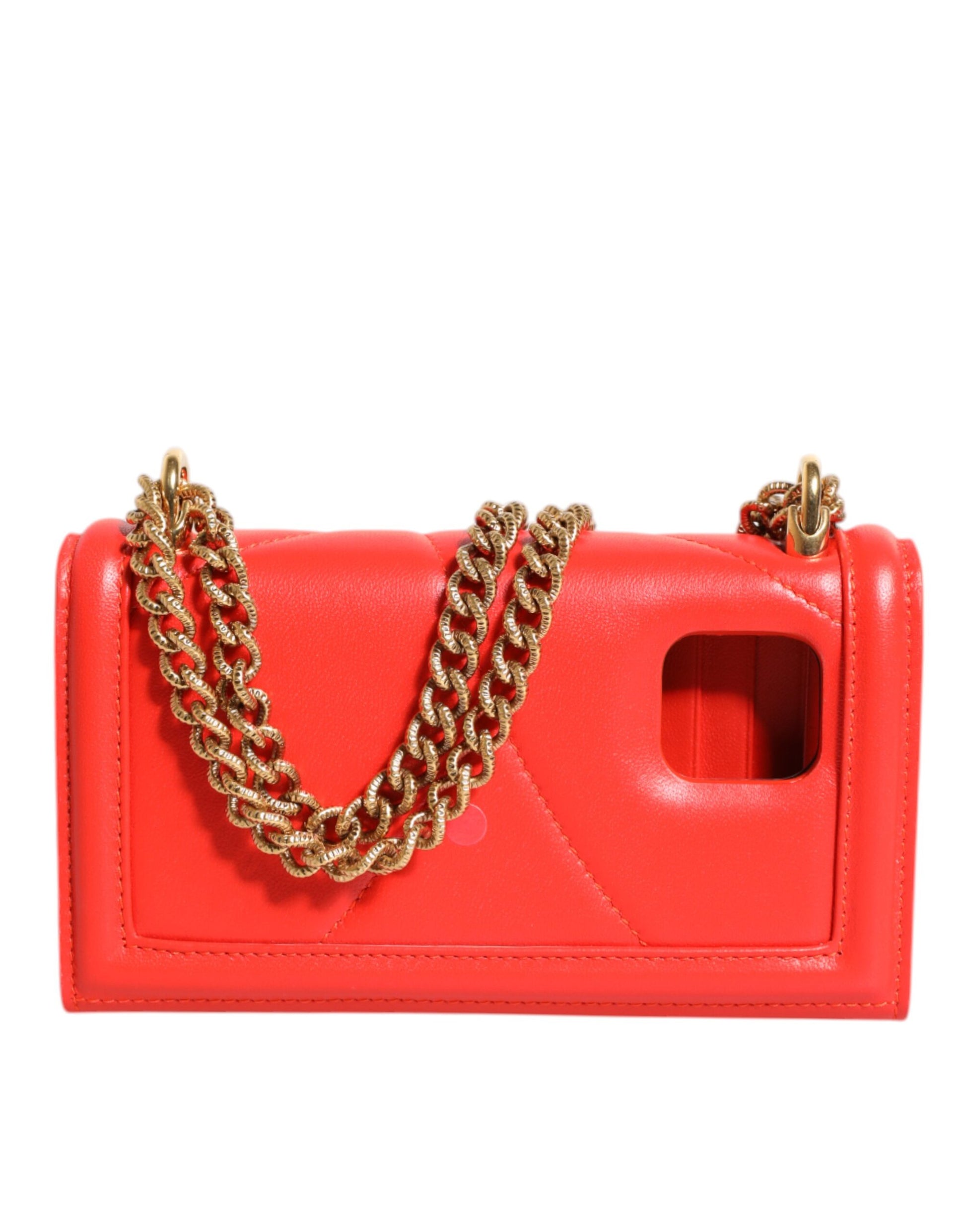 Red Leather Quilted Devotion Crossbody Phone Cover Bag