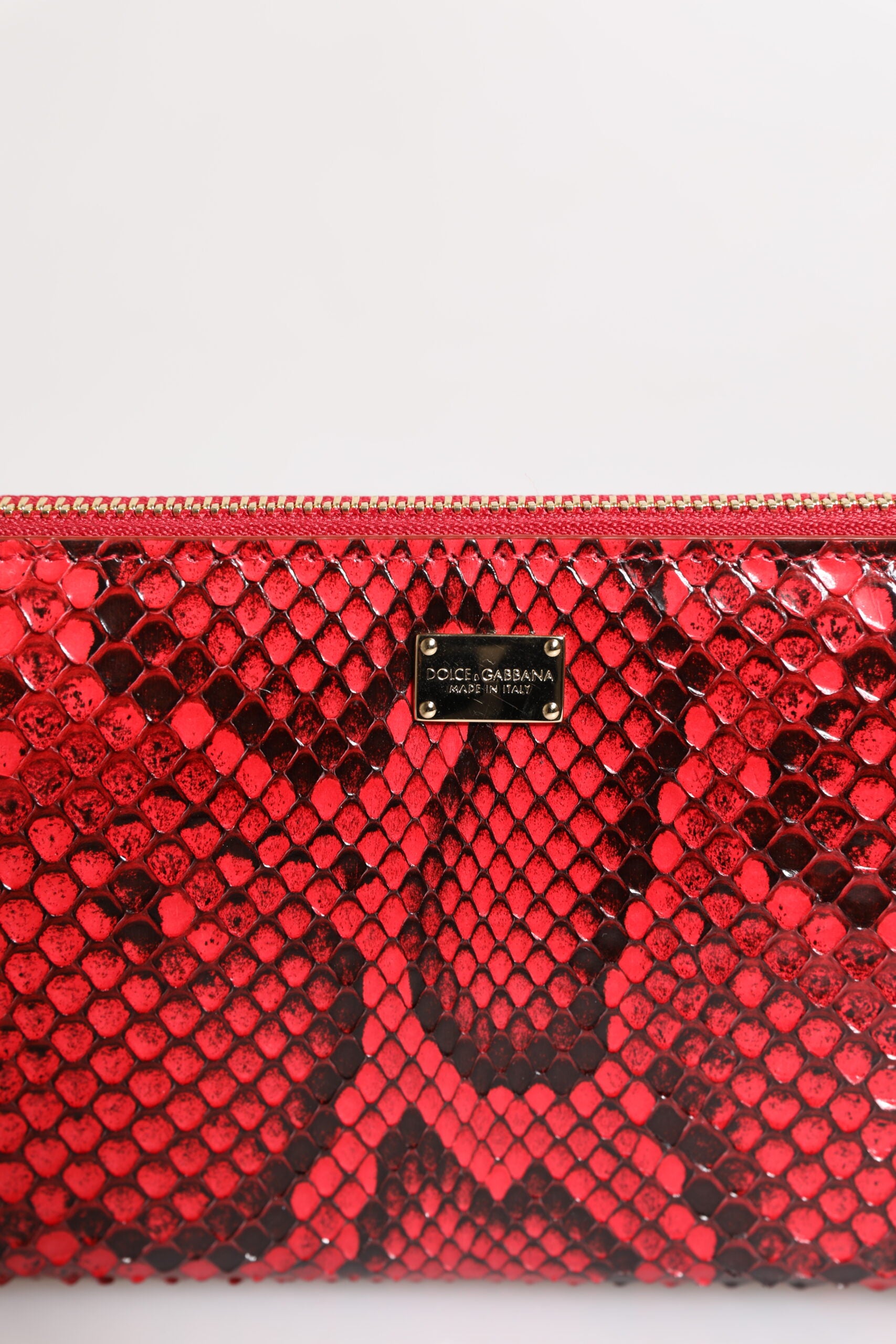 Red Exotic Leather Zip Around Continental Clutch Wallet