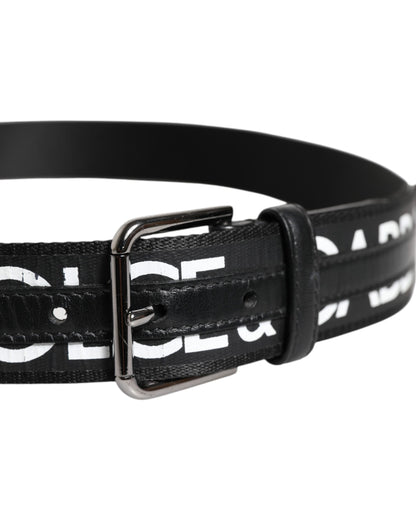 Black Leather Classic Metal Logo Buckle Belt