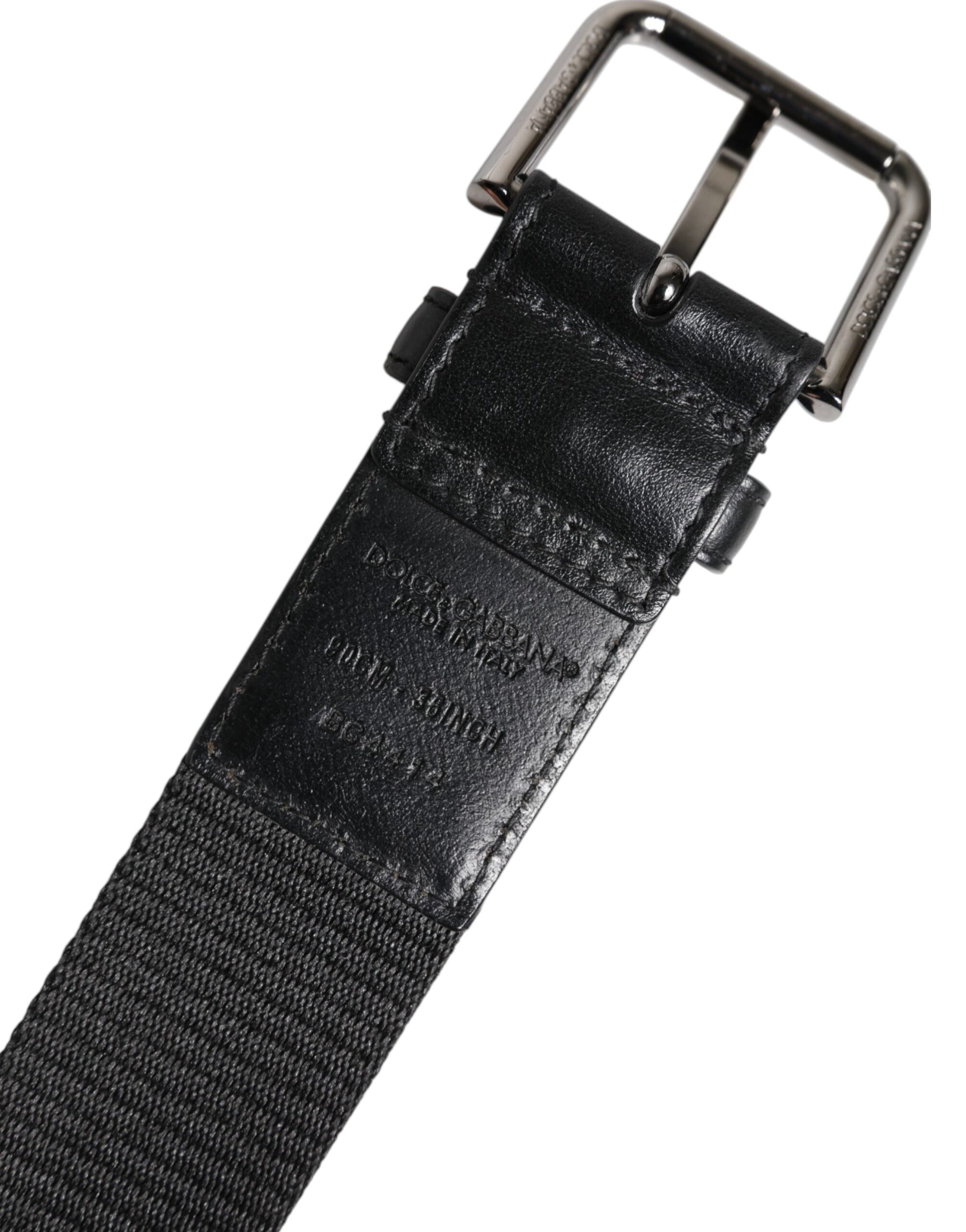 Black Leather Classic Metal Logo Buckle Belt