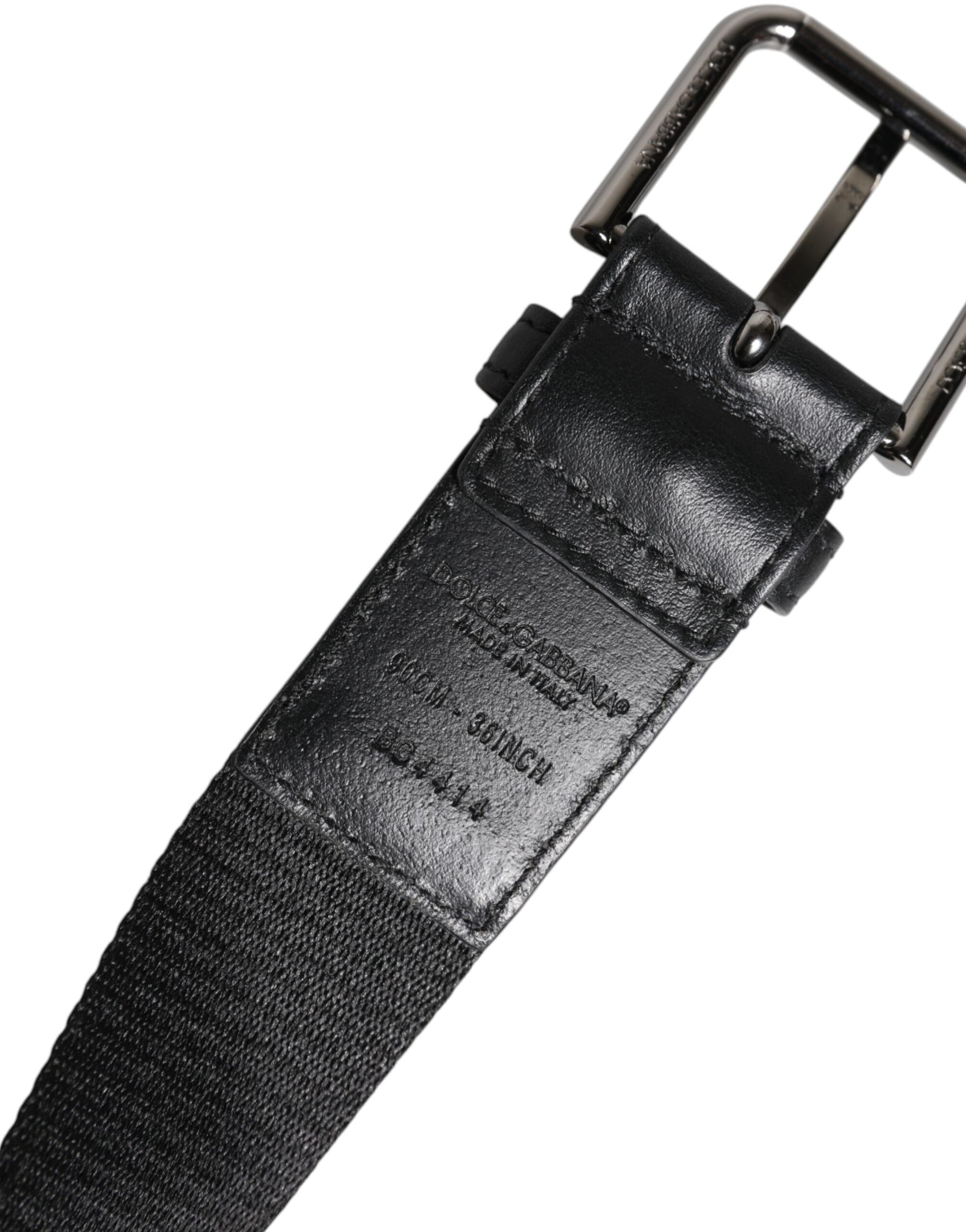 Black Blue Polyester Printed Metal Buckle Belt