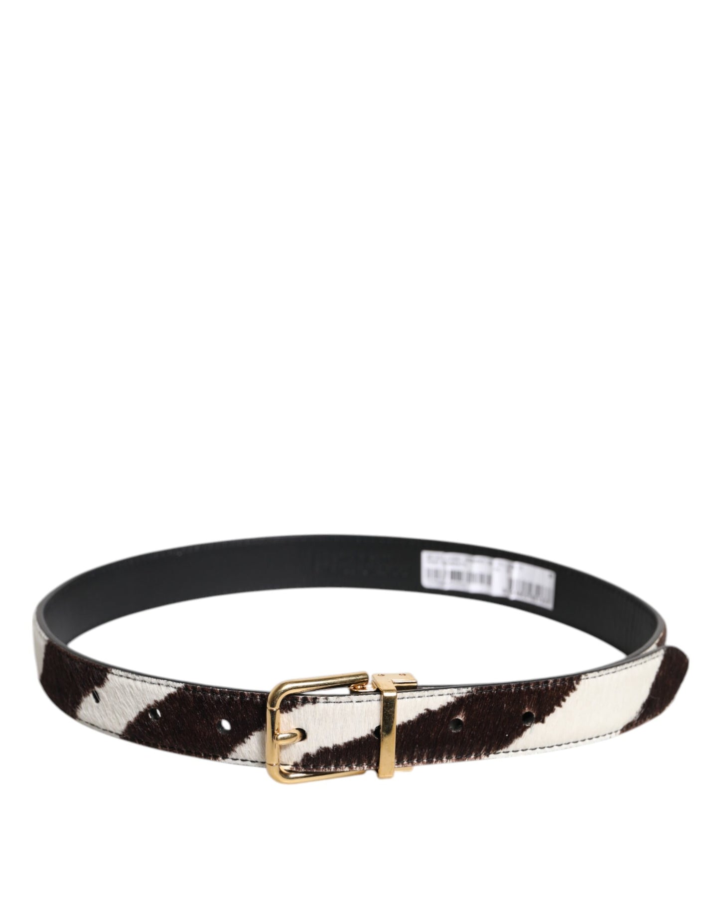 Black White Pony Leather Waist Buckle Belt