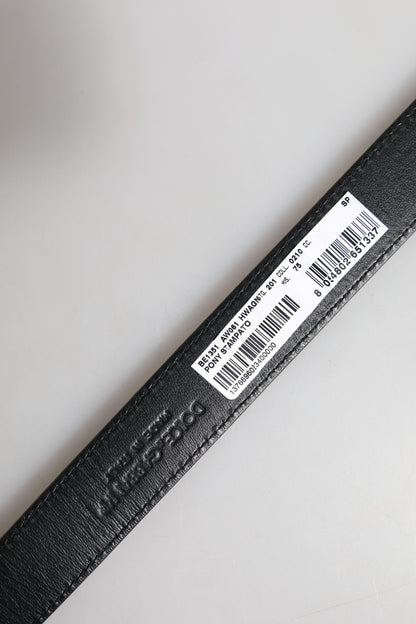 Black White Pony Leather Waist Buckle Belt