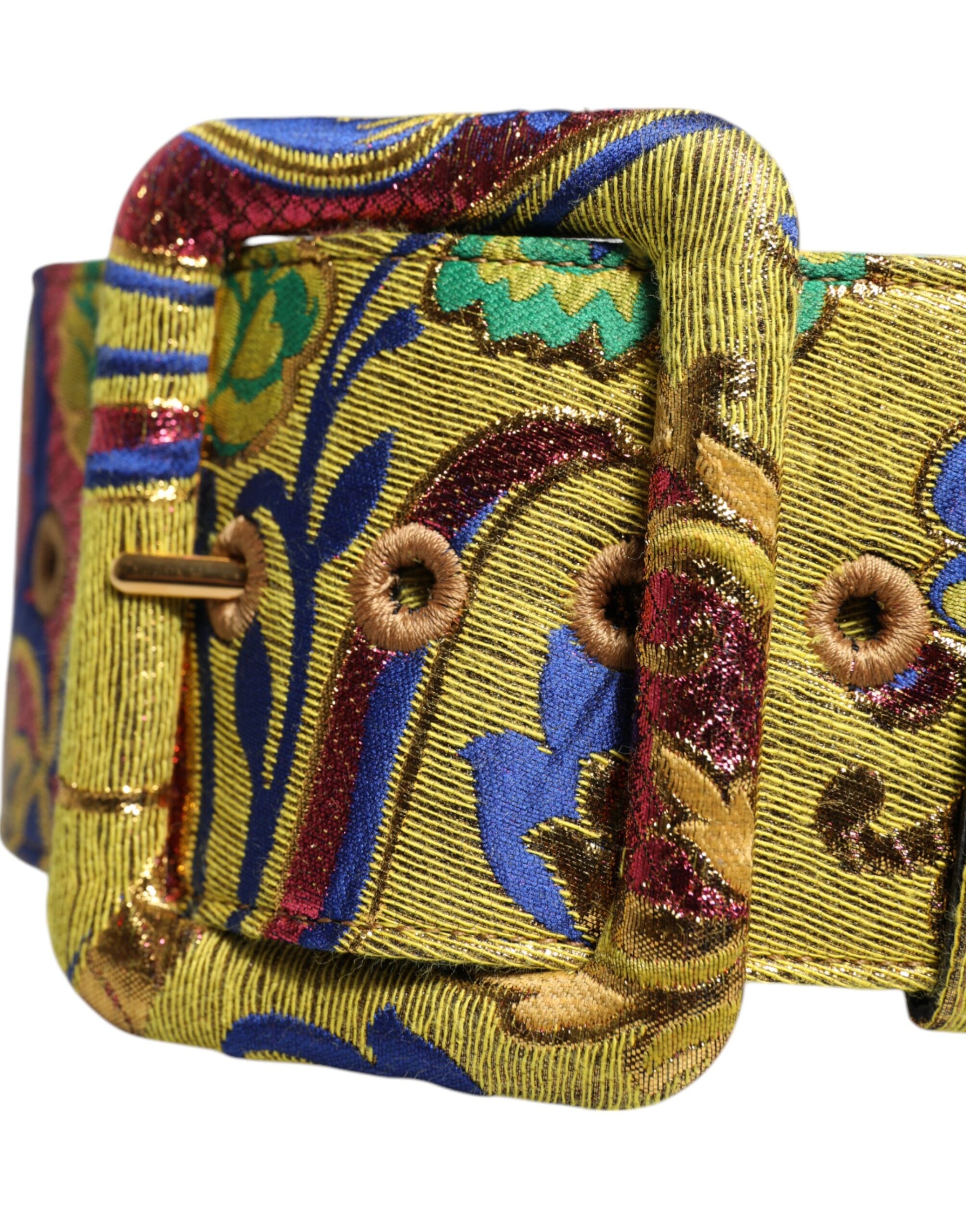 Multicolor Floral Jacquard Wide Waist Belt