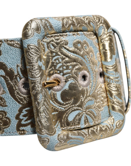 Multicolor Floral Jacquard Wide Waist Belt
