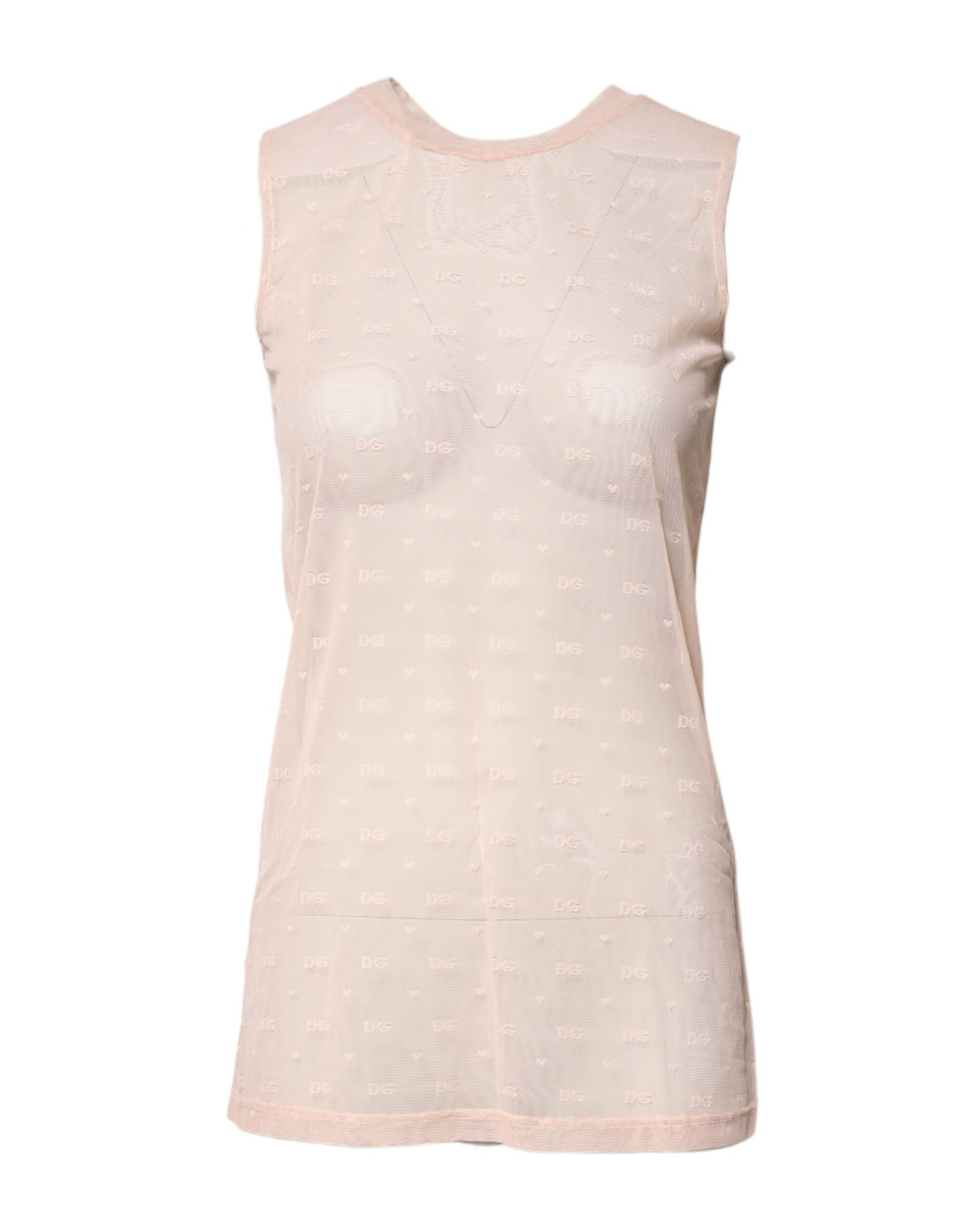 Beige Nylon Logo Monogram Sleeveless Tank Top