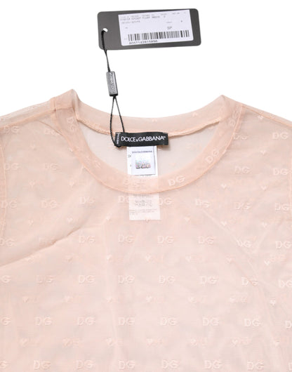 Beige Nylon Logo Monogram Sleeveless Tank Top