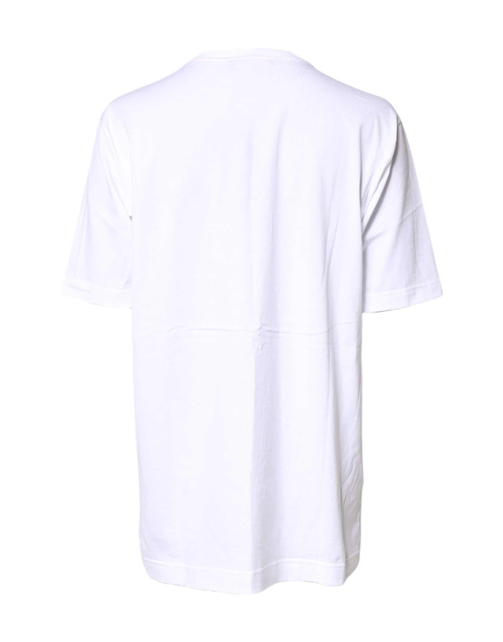 White #DGFamily Print Cotton Crew Neck T-shirt
