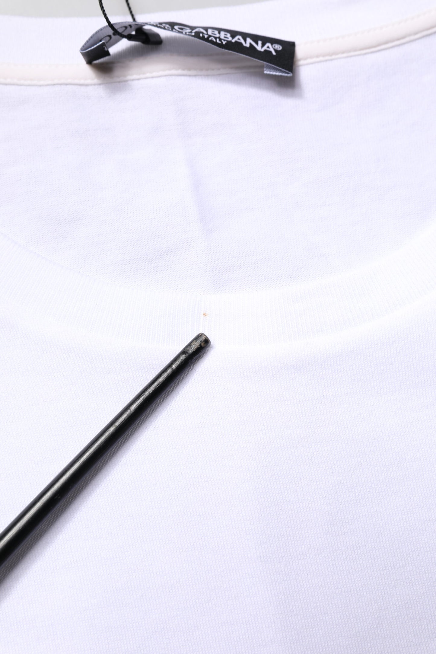 White #DGFamily Print Cotton Crew Neck T-shirt