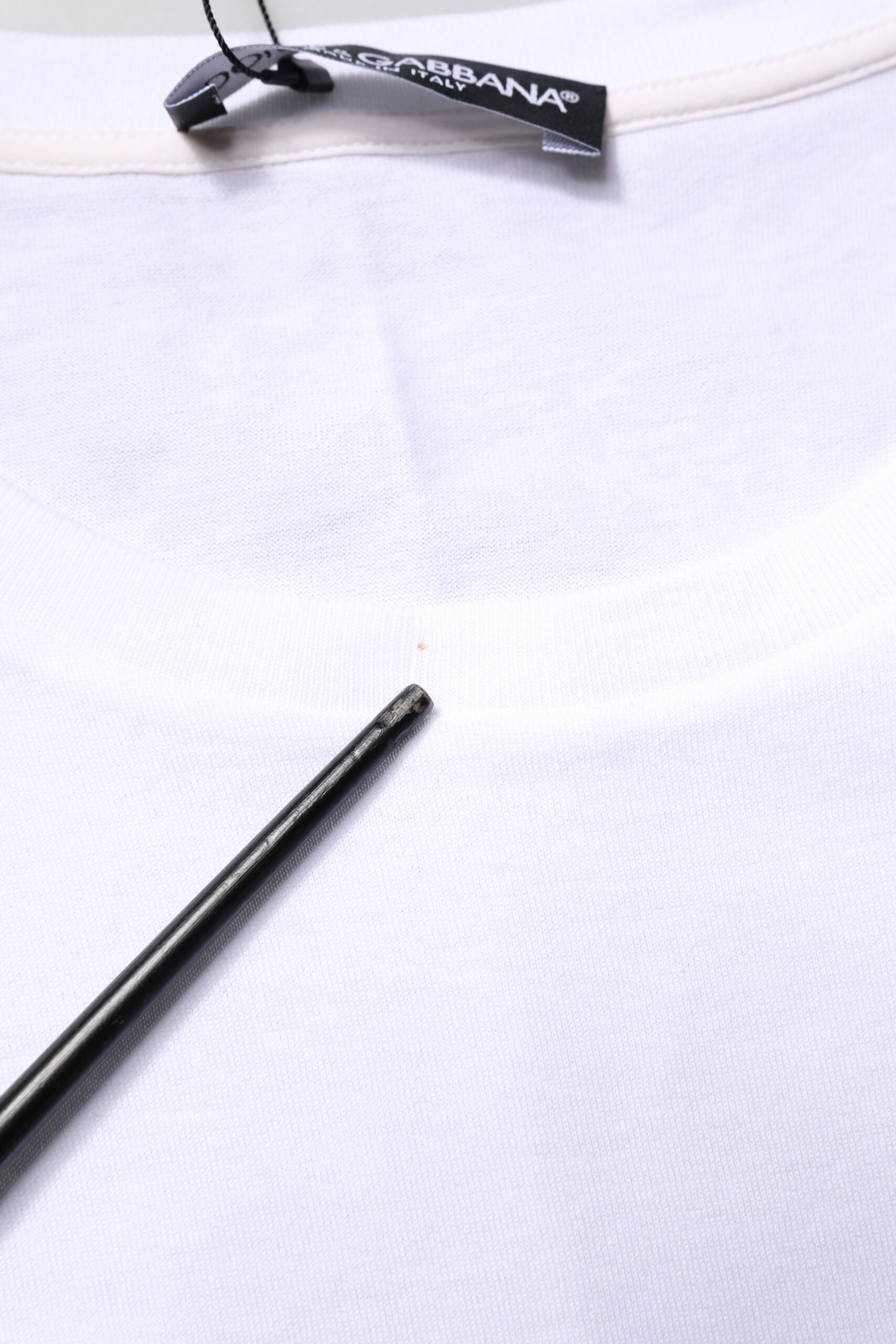 White #DGFamily Print Cotton Crew Neck T-shirt
