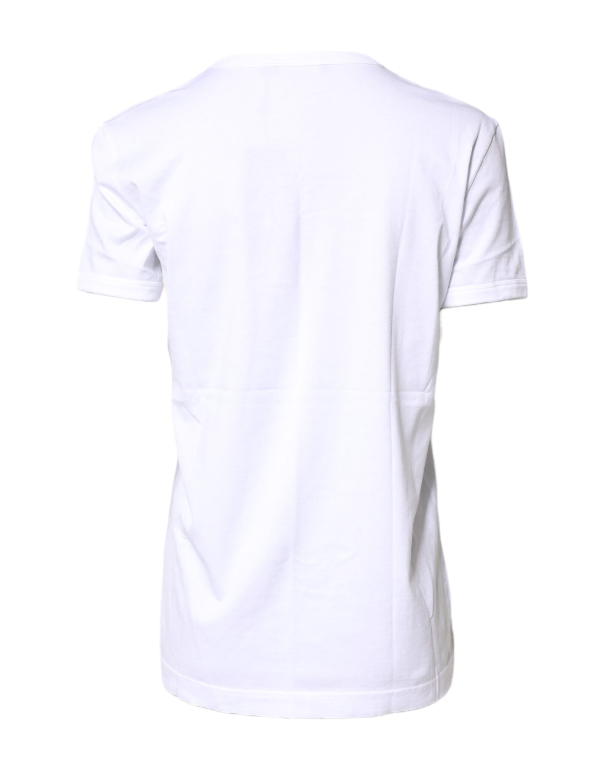 White Printed Round Neck Cotton Top T-shirt
