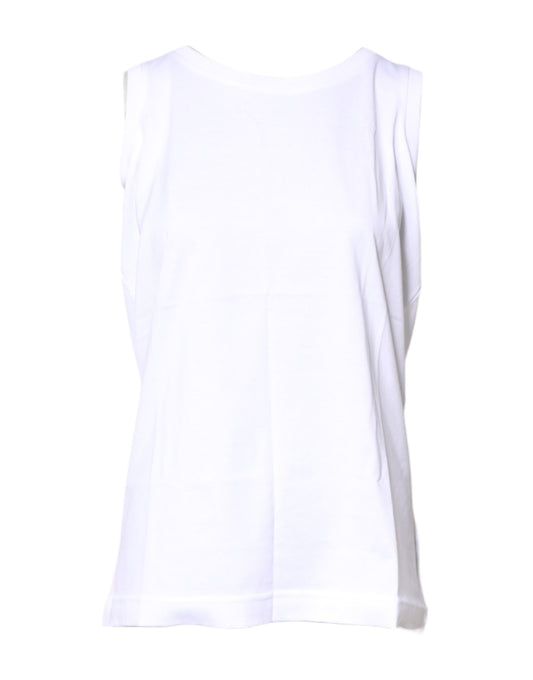 Camiseta blanca de algodón sin mangas y cuello redondo