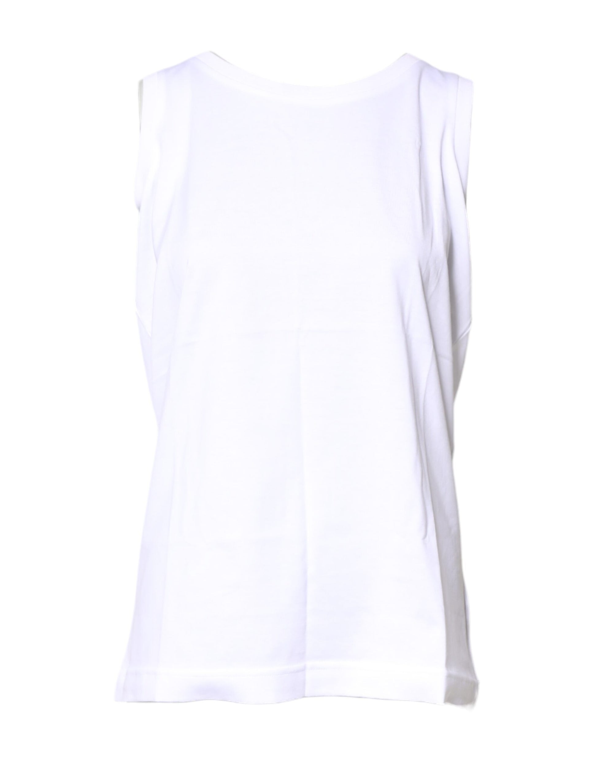 Camiseta blanca de algodón sin mangas y cuello redondo