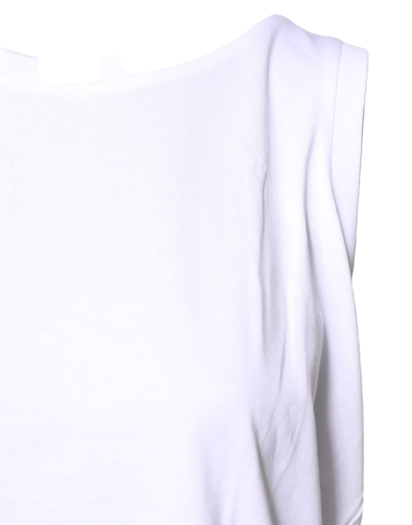 Camiseta blanca de algodón sin mangas y cuello redondo