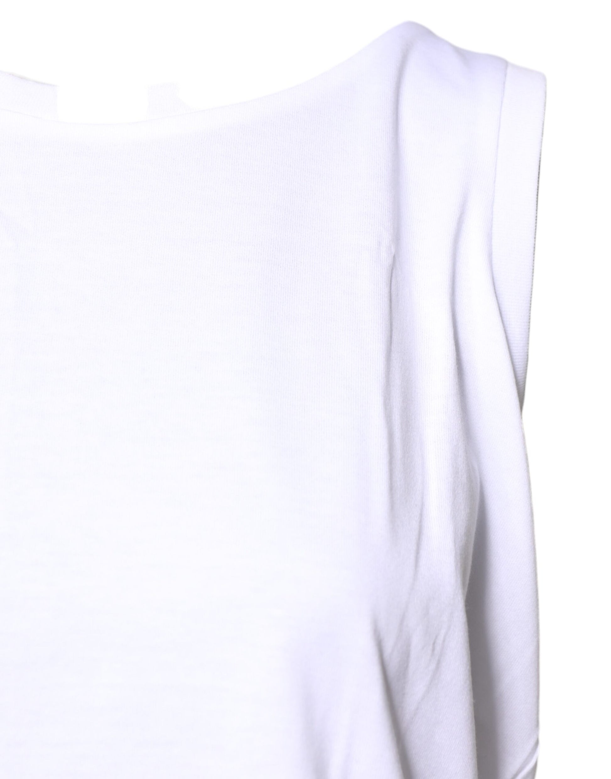 Camiseta blanca de algodón sin mangas y cuello redondo