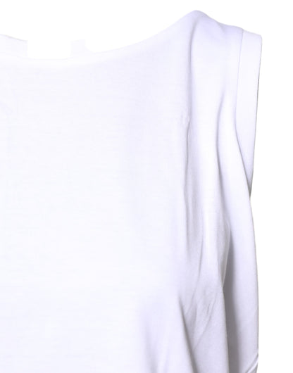 Camiseta blanca de algodón sin mangas y cuello redondo