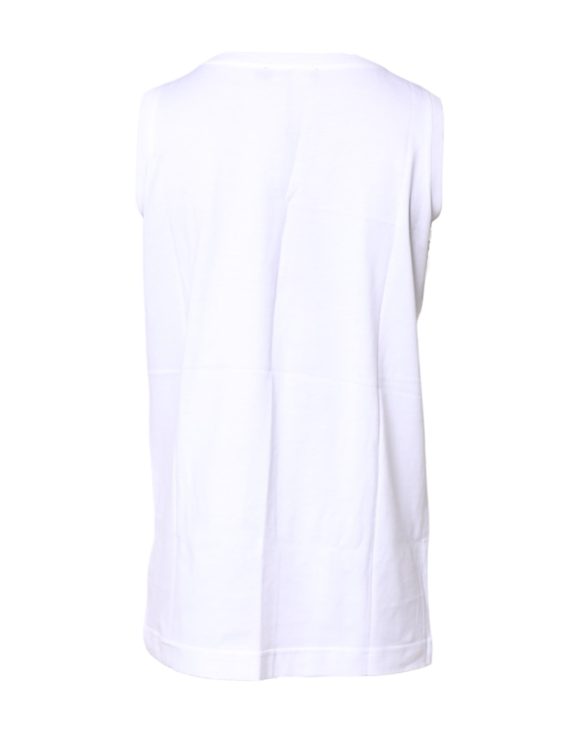 Camiseta blanca de algodón sin mangas y cuello redondo