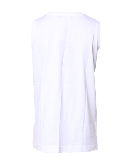 Camiseta blanca de algodón sin mangas y cuello redondo
