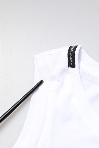 Camiseta blanca de algodón sin mangas y cuello redondo