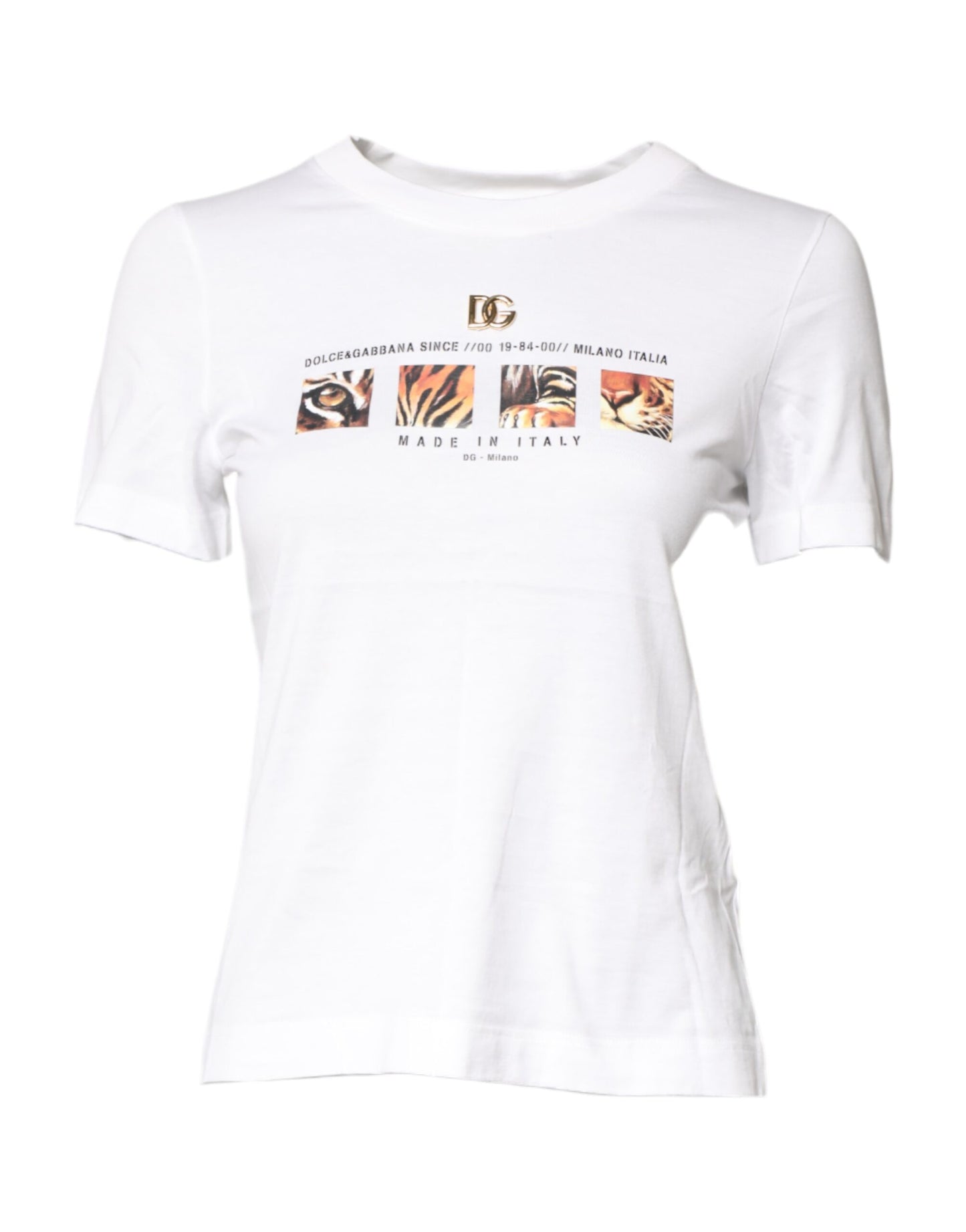 White Cotton Graphic Print Crew Neck T-shirt