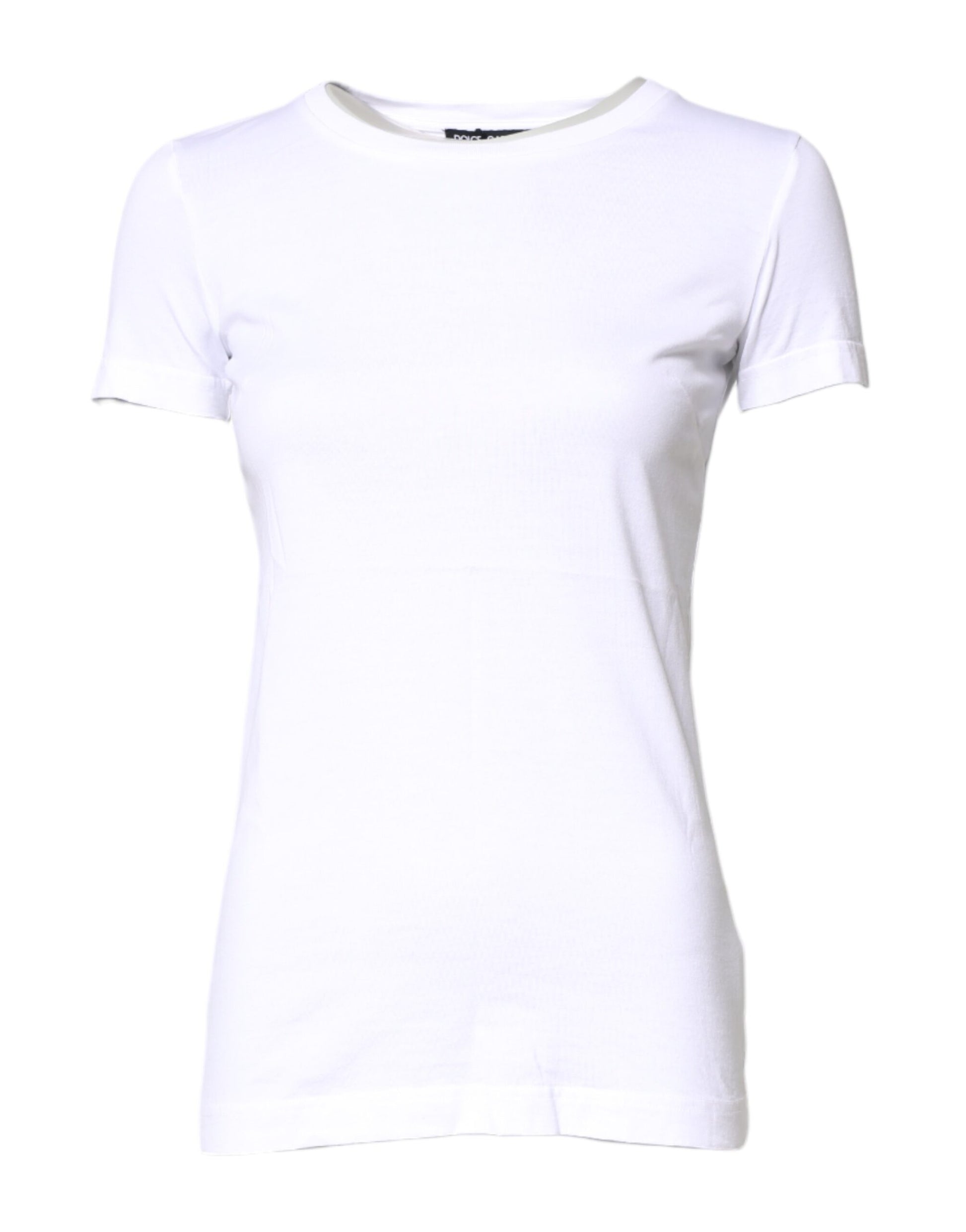 Camiseta blanca de algodón con cuello redondo y manga corta