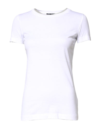 Camiseta blanca de algodón con cuello redondo y manga corta
